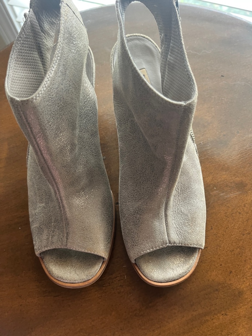 Paul Green Taupe Suede Open-Toe Slingback Mules with Low Platform